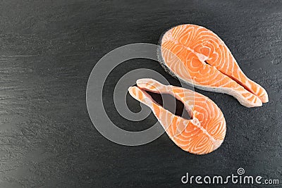 Raw Pink Salmon Steak, Red Fish, Chum or Trout Fillet Stock Photo