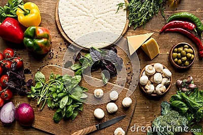 Raw pizza Stock Photo