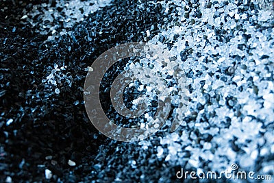 Raw plastic material white and black granules Stock Photo