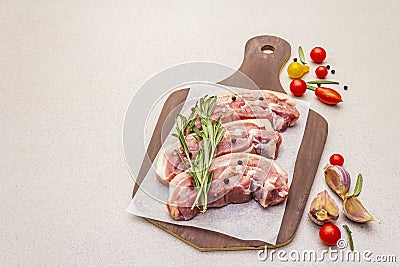 Raw pork belly with rind, peritoneum meat Stock Photo