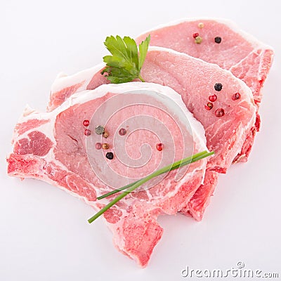 Raw pork chop Stock Photo