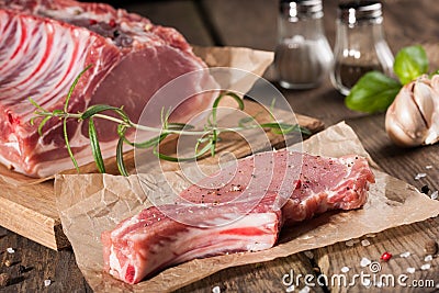 Raw pork chop Stock Photo