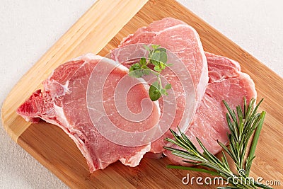 Raw pork chops Stock Photo