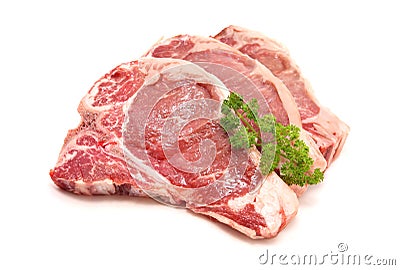Raw pork loin chop Stock Photo