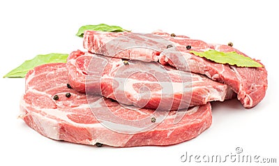 Raw pork neck cut isolated on white Stock Photo