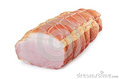 Raw pork sausages weisswurst on white background. Top view. Stock Photo