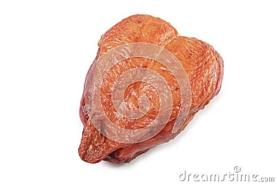 Raw pork sausages weisswurst on white background. Top view. Stock Photo