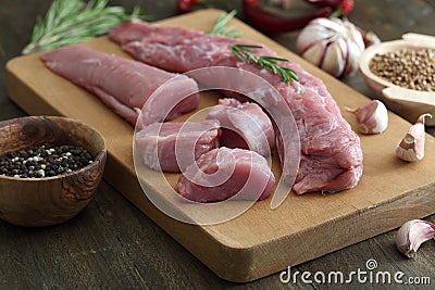 Raw pork tenderloin Stock Photo