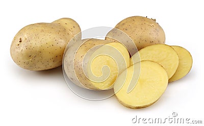 Raw Potato and Sliced Potato Stock Photo