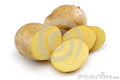 Raw Potato and Sliced Potato Stock Photo