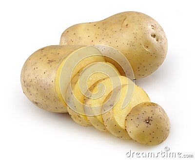 Raw Potato and Sliced Potato Stock Photo