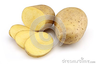 Raw Potato and Sliced Potato Stock Photo