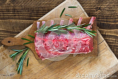 Raw rack of lamb Stock Photo