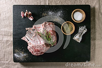 Raw rack of lamb Stock Photo