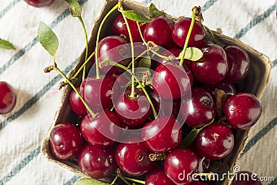 Raw Red Organic Tart Cherries Stock Photo