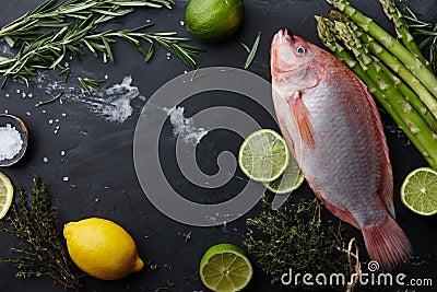 Raw red tilapia fish cooking Stock Photo