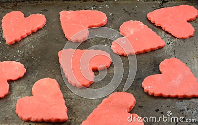 Raw Red Valentines Cookies Stock Photo