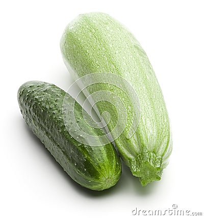 Raw ripe cucumber and squash Stock Photo