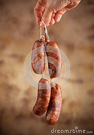 Raw sausage Stock Photo