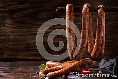 Raw sausages for BBQ Stock Photo