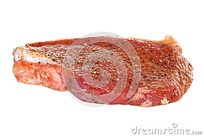 Raw seasoned round steak Stock Photo