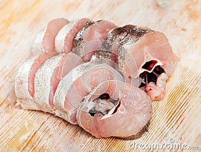 Raw sliced whiting fish Stock Photo