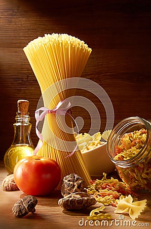 Raw Spaghetti Stock Photo