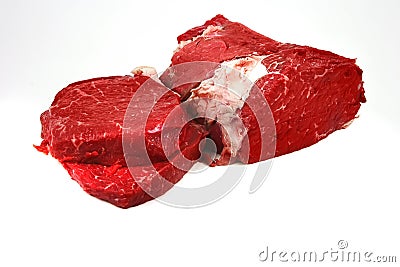 Raw steak over white Stock Photo