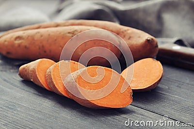 Raw sweet potatoes Stock Photo
