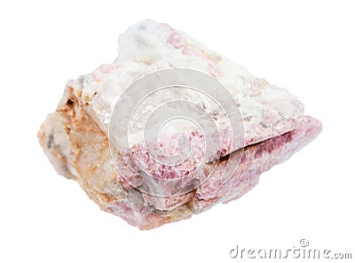 Raw Tourmaline in feldspar and quartz isolated Stock Photo
