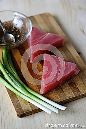 Raw Tuna Fish Steaks Stock Photo