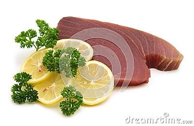 Raw tuna steaks Stock Photo