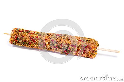 Raw turkish spiced chicken meat skewer Stock Photo