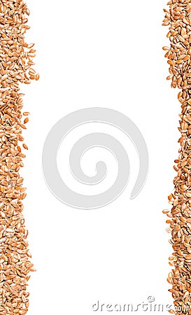 Raw, unprocessed linseed or flax seed border Stock Photo