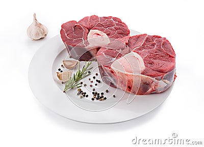 Raw veal shank for making OssoBuco Stock Photo