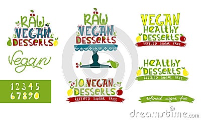 Raw vegan dessert Vector Illustration