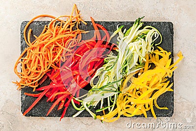 Raw vegetable noodles Stock Photo