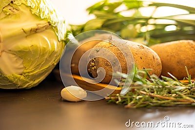 Raw vegetable for soup potatoes Stock Photo