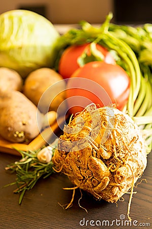 Raw vegetable for soup potatoes Stock Photo