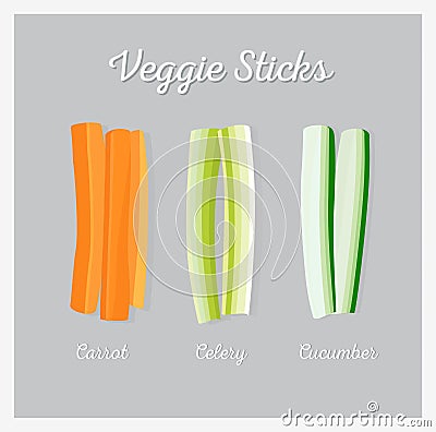 Raw vegetable sticks. Vector Illustration