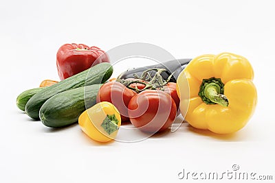 Paprika cucumber tomatoes eggplant Stock Photo