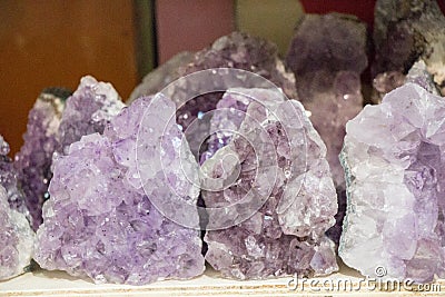 Raw violet amethyst rock with crystal ametist Stock Photo