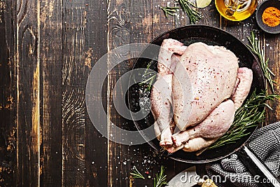 Raw whole chicken ready for cooking Stock Photo