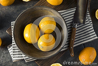 Raw Yellow Organic Meyer Lemons Stock Photo