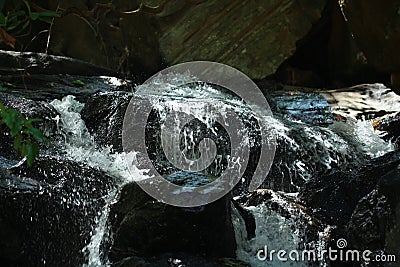 Rawana waterfall stream in montain Sri Lanka Stock Photo