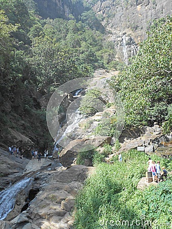 Rawana waterfall in Sri Lanka Editorial Stock Photo