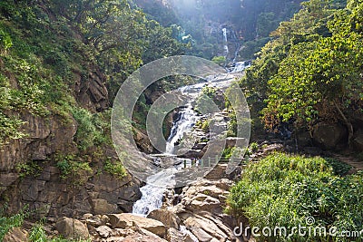 Rawana waterfall in Sri Lanka Stock Photo