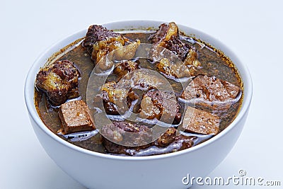 Rawon, Indonesian beef black soup - Close up Stock Photo