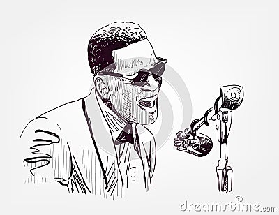 Ray charles vector sketch illustration portrait Vector Illustration