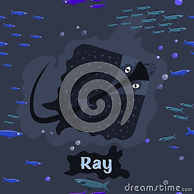 Ray. Endangered fish species. Editable vector illustration Vector Illustration